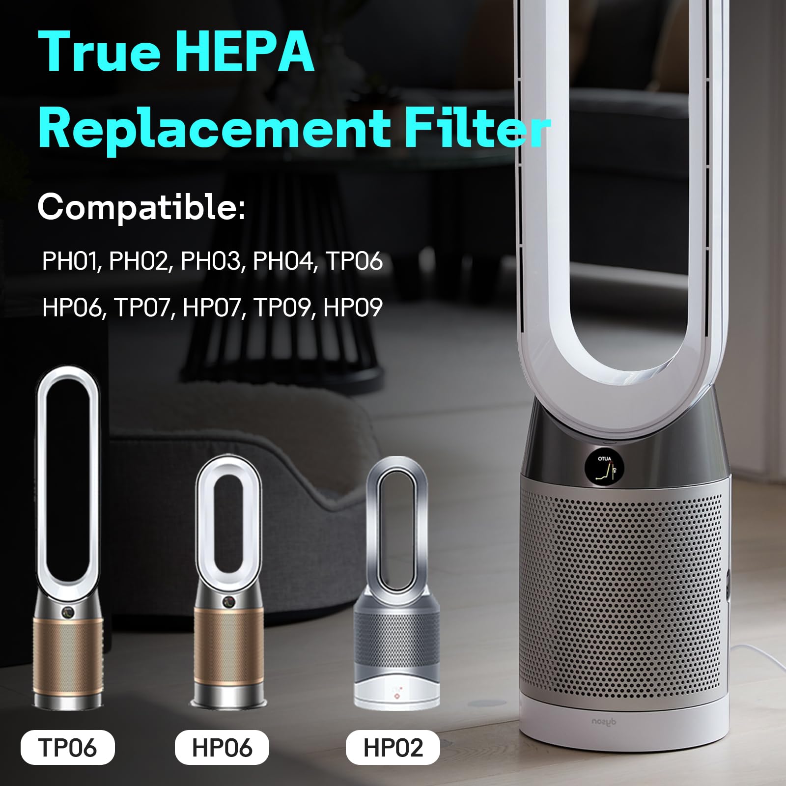 True HEPA+Carbon Filter 1-Pack Replacement for Dyson PH01 PH02 PH03 HP06 TP06 HP07 TP07 HP09 TP09 360° Combi Glass Purifying Fans, Compatible with Dyson Pure Cool Hot Air Puri-fier Part #970341-01