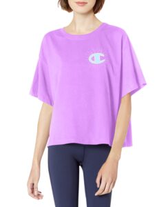 champion women's size plus cropped graphic tee, paper orchid-586788, 2x