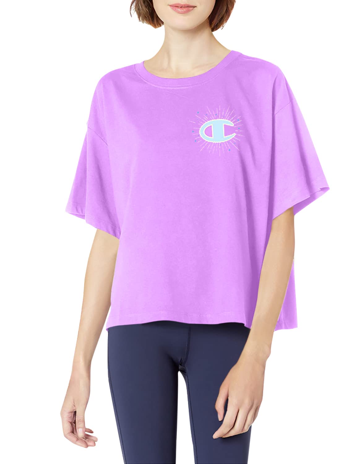 Champion Women's Size Plus Cropped Graphic Tee, Paper Orchid-586788, 2X