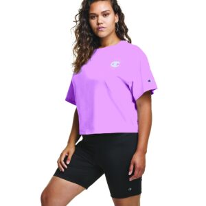 Champion Women's Size Plus Cropped Graphic Tee, Paper Orchid-586788, 2X