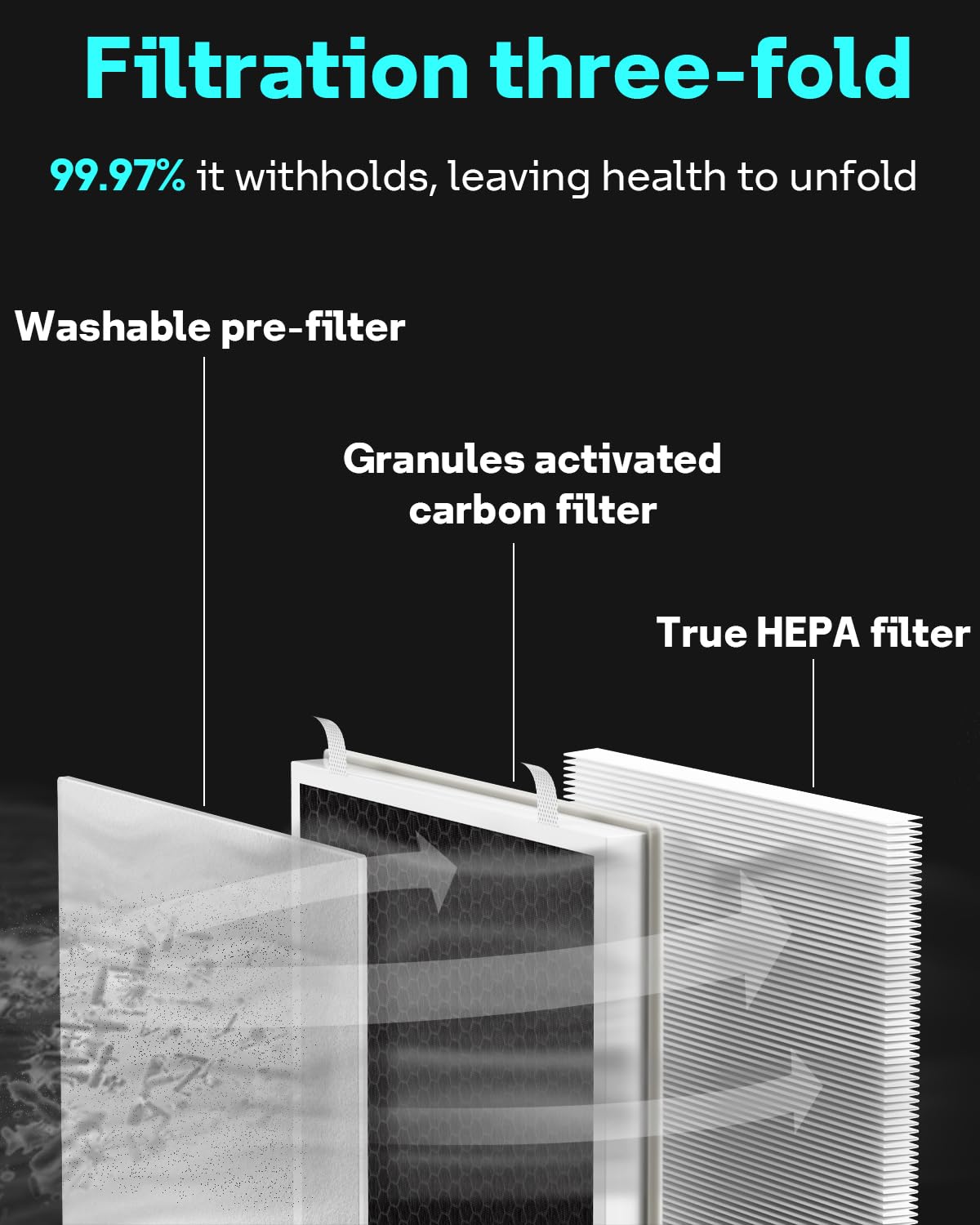 True HEPA Filter for Levoit Vital 100 Air Purifier, Vital 100-RF Replacement Filter, 2 Pack