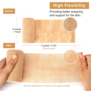 Cohesive Bandage Wrap (4 Inches X 5 Yards), 8 Pack Self Adhesive Bandage Vet wrap for First Aid, Sports, Ankle, Wrist, Sprains & Swelling, Human, Animals