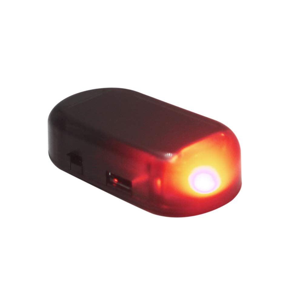 Yolu Car Solar Power USB Charging Anti-Theft Flashing LED Light Simulate Warning Security System Alarm Blinking Lamp (Red)