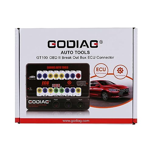 GODIAG GT100 Automotive Tools OBD II Breakout Box ECU Connector with OBD Main Line & Multi-Function Jumper for Check Engine, Support LED Indicator and Lookup