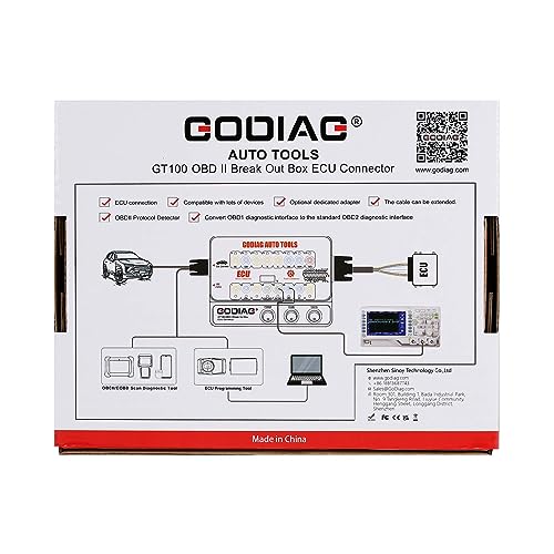 GODIAG GT100 Automotive Tools OBD II Breakout Box ECU Connector with OBD Main Line & Multi-Function Jumper for Check Engine, Support LED Indicator and Lookup