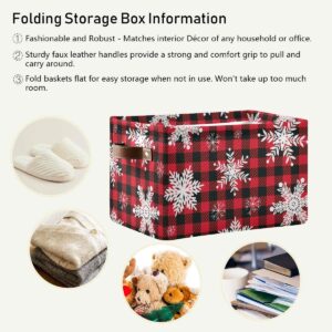 Rectangular Christmas Storage Bin Snowflakes Christmas Basket with Handles - Nursery Storage, Laundry Hamper, Book Bag, Gift Baskets