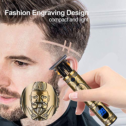 Suttik Professional Hair & Beard Trimmer for Barber, T-Blade Hair Edgers Clippers, Gold Knight Close-Cutting Trimmers, Cordless Clippers for Hair Cutting, Gift for Men