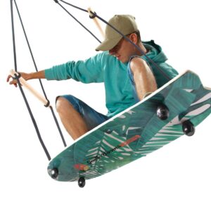 gentle booms sports skateboard swing, 29.7×9.5 inch large stand up surf swing with adjustable handle, up to 660 pounds weight capacity, outdoor swing for kids