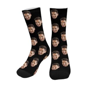 interestprint personalized face socks, custom picture photo on your own socks black, funny novelty socks for men dad