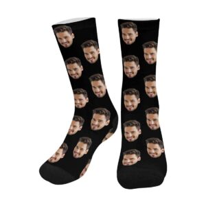 InterestPrint Personalized Face Socks, Custom Picture Photo on Your Own Socks Black, Funny Novelty Socks for Men Dad