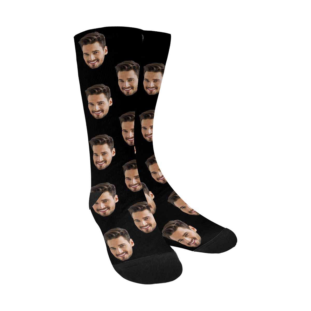 InterestPrint Personalized Face Socks, Custom Picture Photo on Your Own Socks Black, Funny Novelty Socks for Men Dad