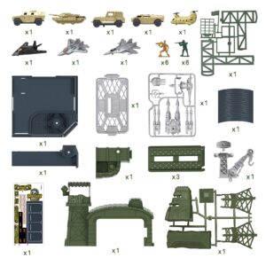 47 Pieces Military Base Set, Army Men Playset with Vehicles Accessories,Soldier Army Men and Play Map,Mini Army Toy Tank,Warplane,Helicopter Playset Plastic Christmas Toys Gifts for Kids Boys