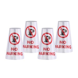 battife 4 pack "no parking" reflective collars stickers for traffic safety cones, 360° high visible signs for driveway road outdoor use