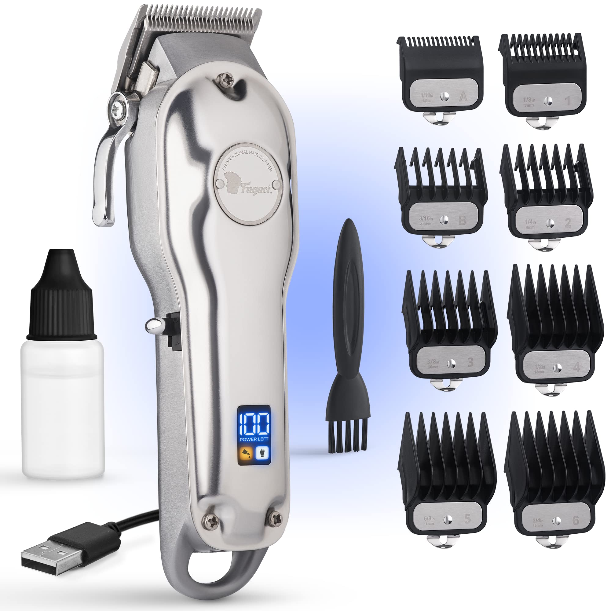 Fagaci Professional Hair Clippers with Extremely Fine Cutting, Cordless Hair Trimmer for Men & Women, Barber Clippers for Salon & Home Use