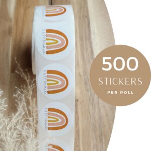 Happy Mail Stickers - Boho Rainbow Stickers for Small Business - Round Envelope Stickers for Boxes & Mailers (500 Per Roll) - Small Business Supplies Packaging for Online Retailers, Boutiques, & More