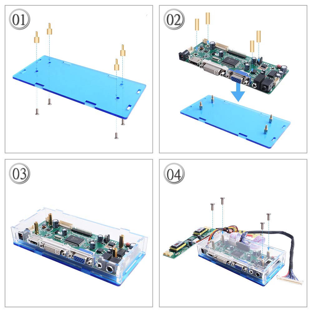 GeeekPi Acrylic Case for NT68676 HDMI+VGA+DVI+Audio Input LCD Controller Driver Board or HSD190MEN4 M170EN06 17" 19" 1280x1024 4CCFL 30Pins LCD Panel,Fit for Arcade1Up Monitor