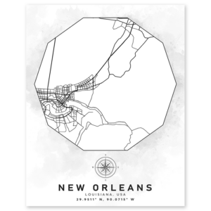 new orleans louisiana aerial street map wall print - geography classroom decor