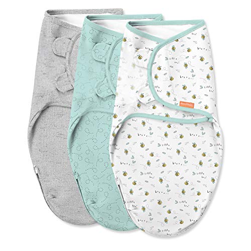 SwaddleMe by Ingenuity Easy Change Swaddle in Size Small/Medium, For Ages 0-3 Months, 7-14 Pounds, Up to 26 Inches Long, 3-Pack Baby Swaddle with Easy Change Zipper