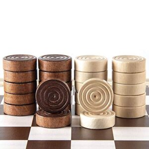 AMEROUS Wooden Checkers Set, Checkers Board Game with Storage Grooves - 24 Checkers Pieces - Gift Box Packed, Classic Board Games for Kids, Adults