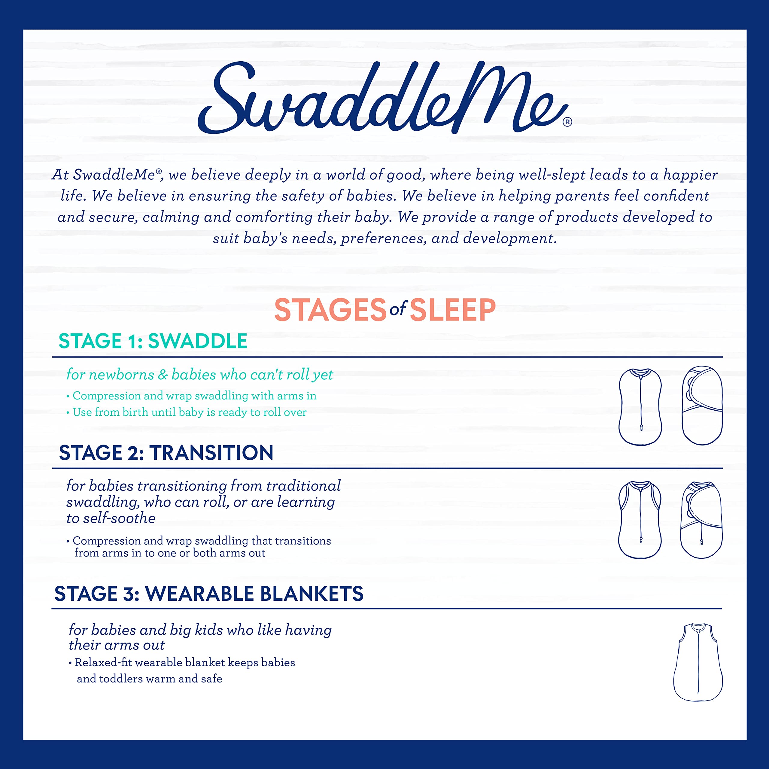 SwaddleMe Easy Change Swaddle - Size Small/Medium, 0-3 Months, 3-Pack (Love)