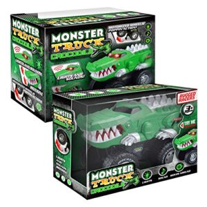 Rugged Racers Monster Trucks for Boys and Girls – Off Road Big Wheels Vehicle – Crocodile – Battery Operated Mouth Opening Design – Revving Engine with Sounds and Lights