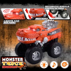 Rugged Racers Monster Trucks for Boys and Girls – Off Road Big Wheels Vehicle – Crocodile – Battery Operated Mouth Opening Design – Revving Engine with Sounds and Lights