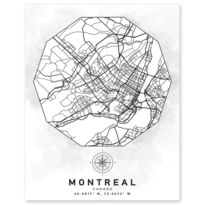 montreal canada aerial street map wall print - world geography classroom decor