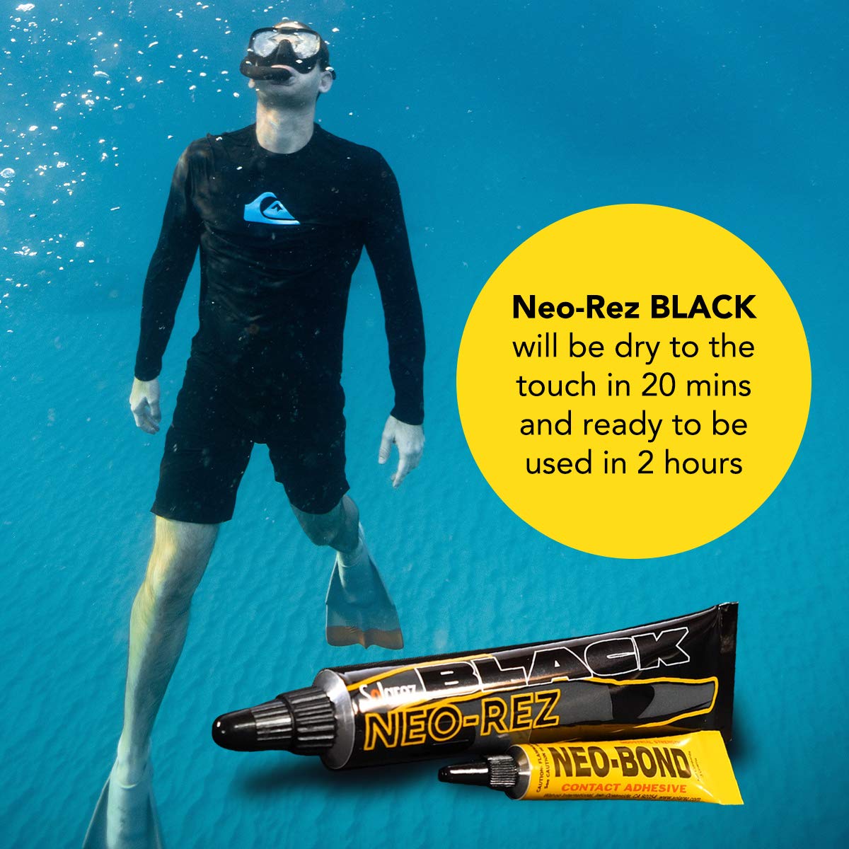 SOLAREZ Neo-Rez Black - New! Wetsuit Repair & Filler ~ Fix, Repair, Fill and Seal Neoprene Wetsuits or Hip Waders Instantly! One and Only #1 Solar UV Cure Wetsuit Fill & Repair! ~ Made in The USA!…