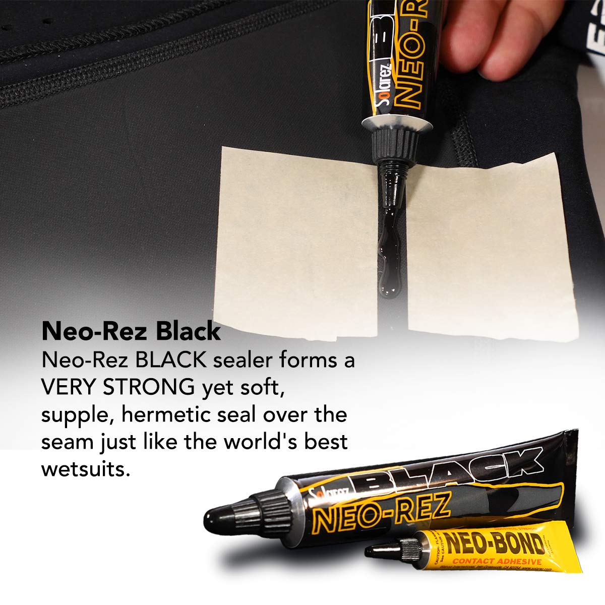 SOLAREZ Neo-Rez Black - New! Wetsuit Repair & Filler ~ Fix, Repair, Fill and Seal Neoprene Wetsuits or Hip Waders Instantly! One and Only #1 Solar UV Cure Wetsuit Fill & Repair! ~ Made in The USA!…