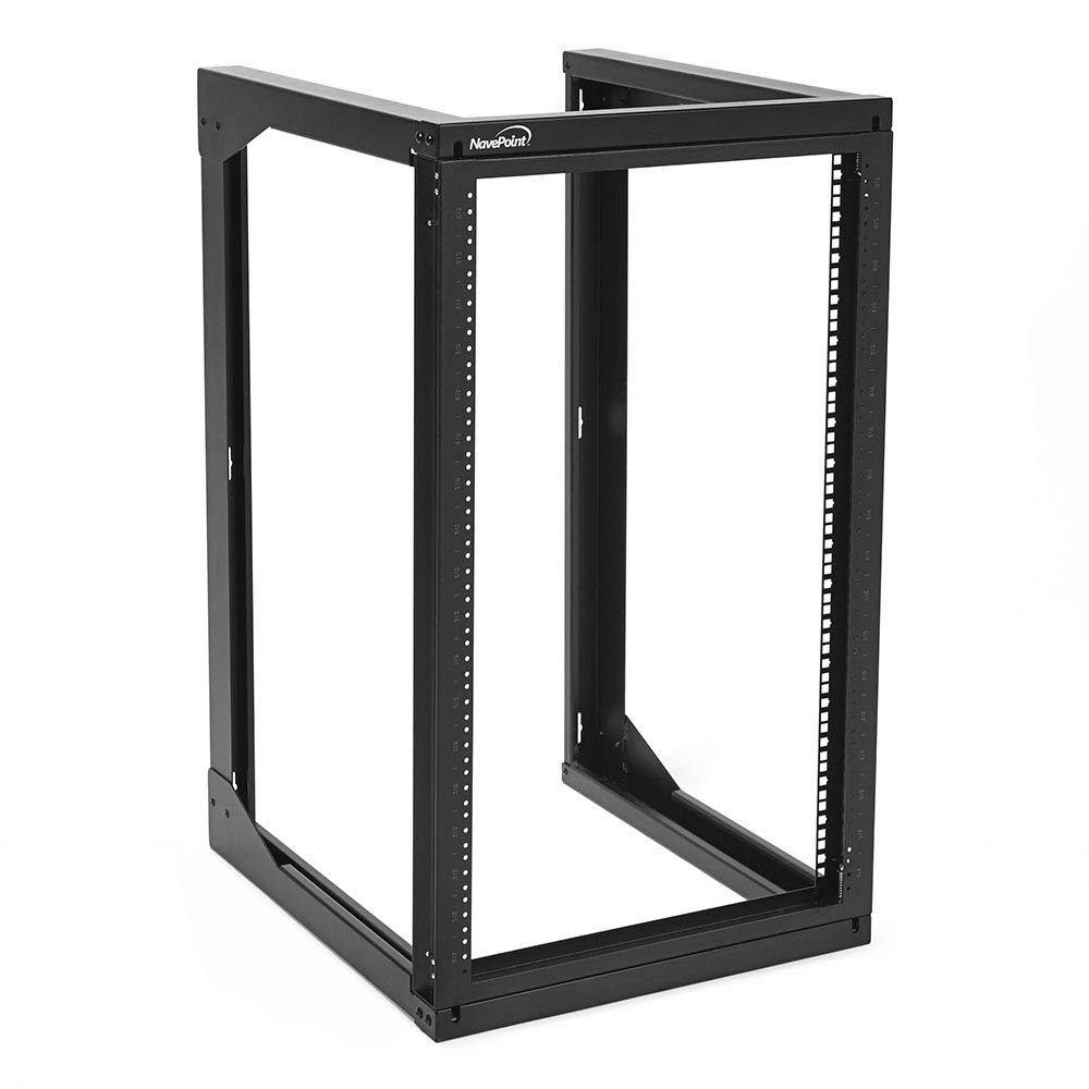 NavePoint 18U Server Rack with Swing Gate - 18U Wall Mount Rack for 19 Inch IT Equipment Open Frame Rack – Network Rack Wall Mount for AV & Server Equipment 18” Deep 18U Rack, Black