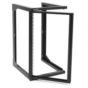 NavePoint 18U Server Rack with Swing Gate - 18U Wall Mount Rack for 19 Inch IT Equipment Open Frame Rack – Network Rack Wall Mount for AV & Server Equipment 18” Deep 18U Rack, Black