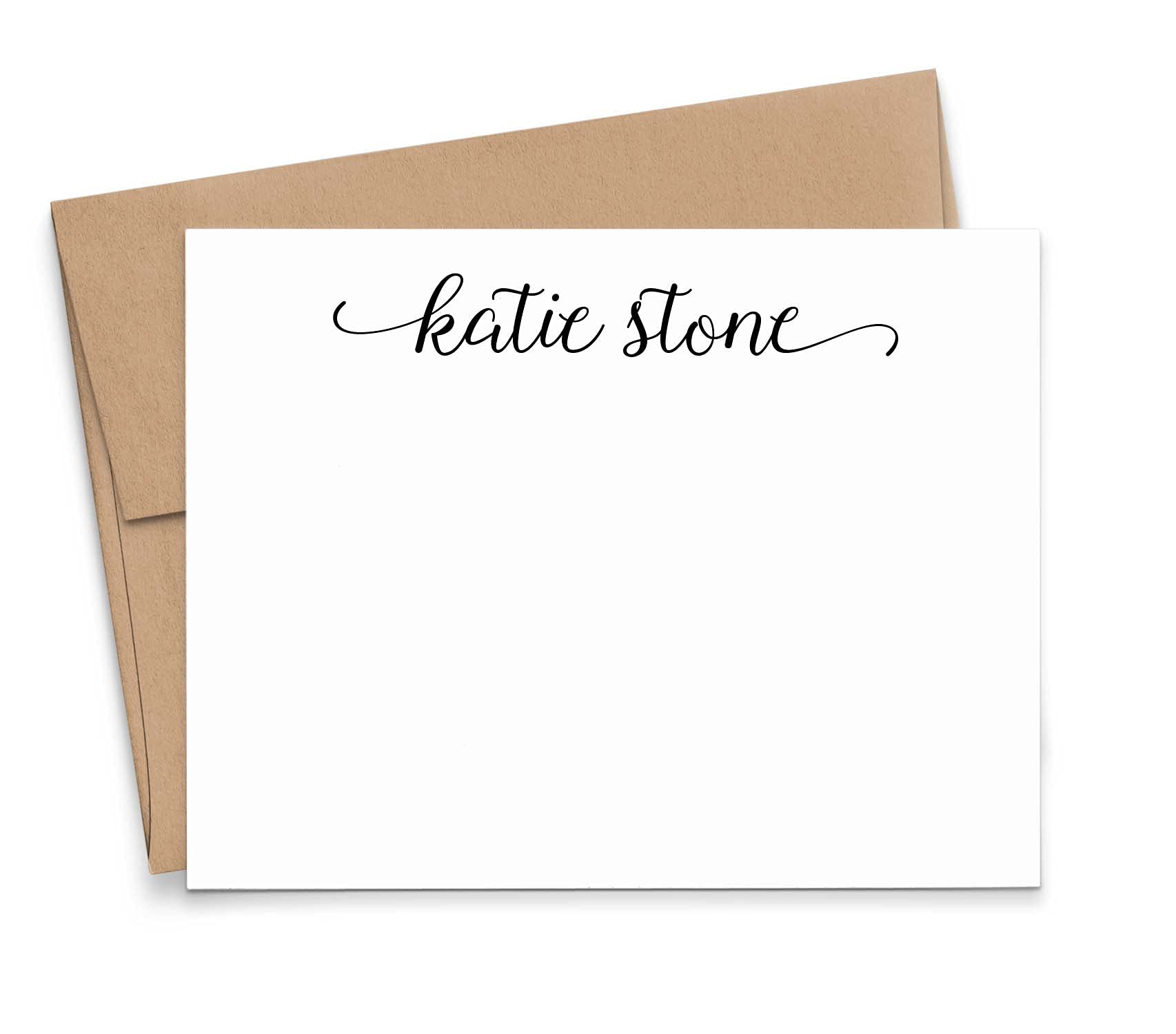 Personalized Stationery for Women, Modern Script FLAT Note Cards with Envelopes, Personalized Stationary Set for Women, Your Choice of Colors and Quantity