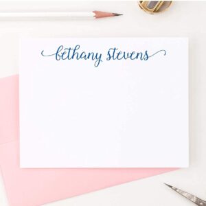 Personalized Stationery for Women, Modern Script FLAT Note Cards with Envelopes, Personalized Stationary Set for Women, Your Choice of Colors and Quantity