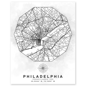 philadelphia pennsylvania aerial street map wall print - geography classroom decor