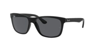 ray-ban men's rb4181 square sunglasses, black/dark grey, 57 mm