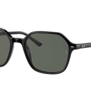 Ray-Ban RB2194 John Square Sunglasses, Black/G-15 Green Polarized, 51 mm