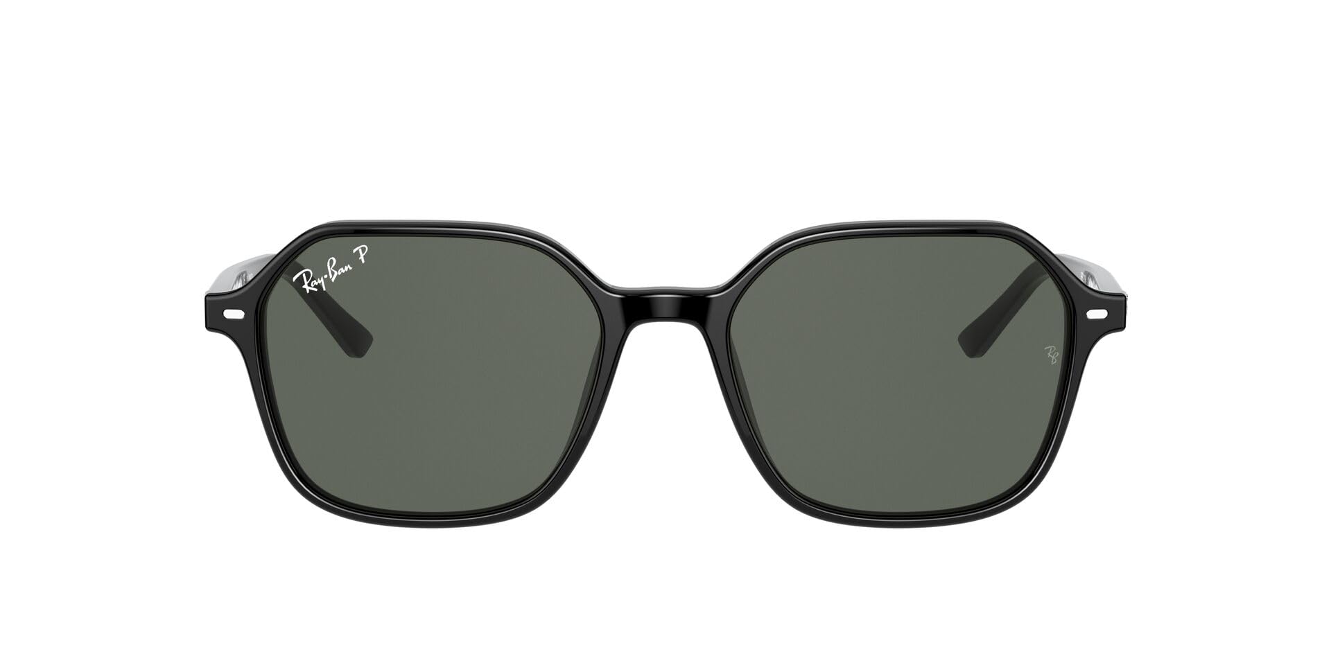 Ray-Ban RB2194 John Square Sunglasses, Black/G-15 Green Polarized, 51 mm