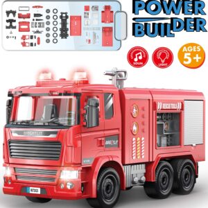 Take-Apart Fire Truck - 99 Pcs STEM Toys Build Your Own Fire Engine-DIY Building Assembly Kit w/Realistic Lights and Sounds - Educational Gift Idea for Kids Ages 5 6 7 8 9 Years Old