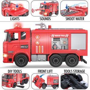 Take-Apart Fire Truck - 99 Pcs STEM Toys Build Your Own Fire Engine-DIY Building Assembly Kit w/Realistic Lights and Sounds - Educational Gift Idea for Kids Ages 5 6 7 8 9 Years Old