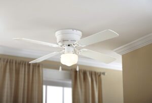 mainstays 42" hugger metal indoor ceiling fan with single light, white, 4 blades, led bulb