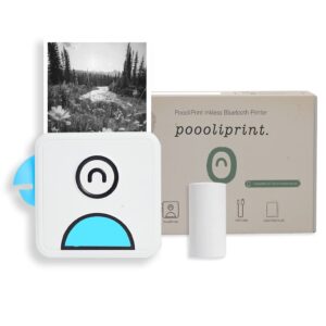 poooliprint l2 inkless pocket printer - mini phone bluetooth portable poooli thermal printer for ios + android print sticky photos, labels, notes, lists for journal (blue)