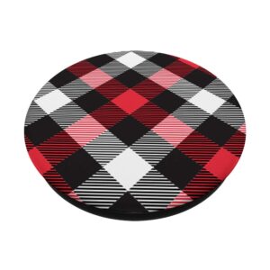 Red Black & White Buffalo Plaid Pattern Decorative Christmas PopSockets PopGrip: Swappable Grip for Phones & Tablets