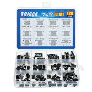 BOJACK 12 Values 120 Pcs Opamp Timer Darlington Phototcoupler LM324 LM339 ULN2003AN ULN2803APG LM358P LM386 LM393 NE5532P NE555P UA741CN JRC4558D PC817 IC Assortment Kit