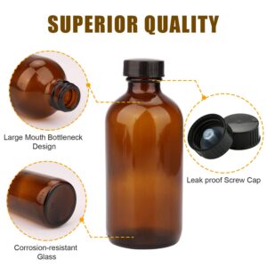 COMUDOT 8oz Durable Glass Bottle, Reusable Glass Bottles with Airtight Lid for Shampoo, Conditioner, Essential Oils, Set of 20 (Brown)