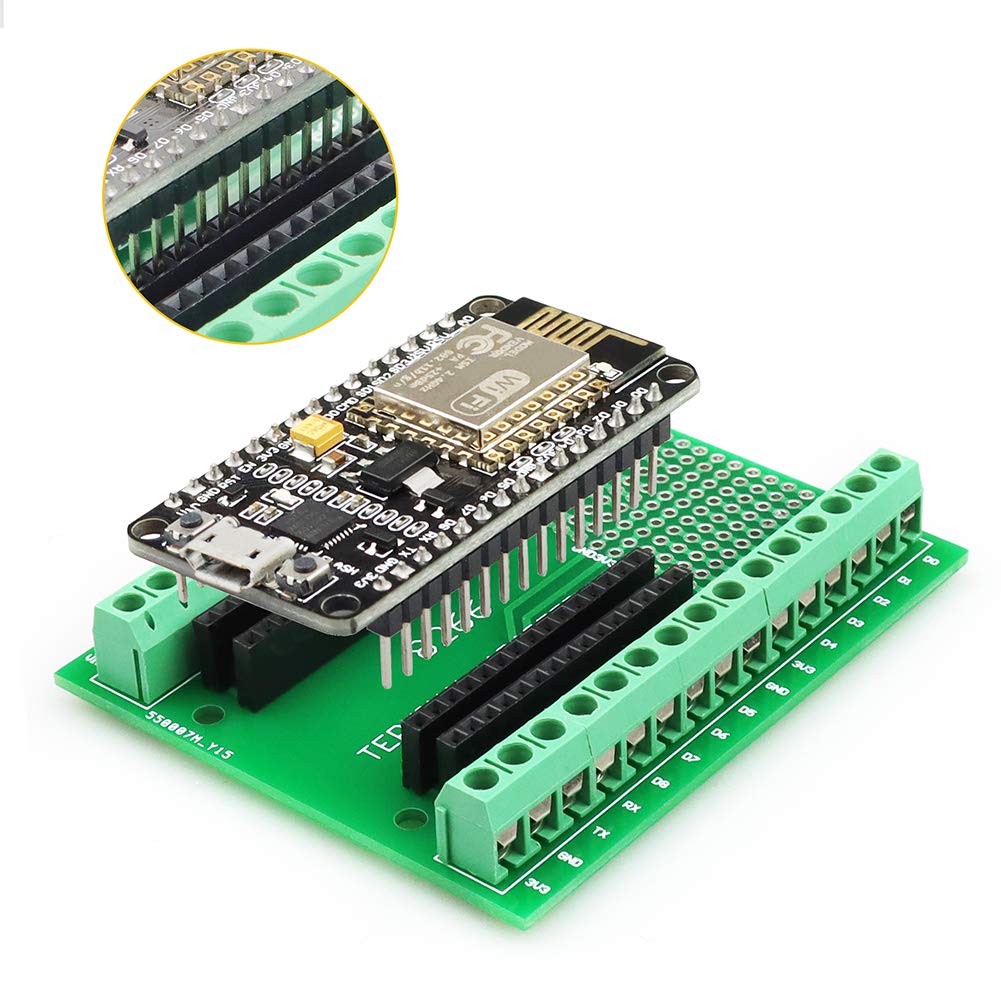 KeeYees 2pcs Expansion PCB Board with Screw Terminal Block Pin Header for ESP8266 for NodeMCU Development Board