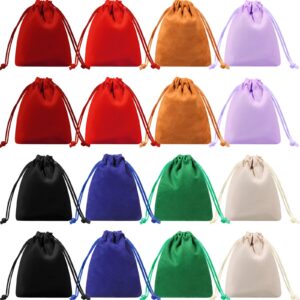 16 pieces mini dice bags velvet drawstring bag 4.1 x 3.3 inch dice drawstring pouches velour storage pouches for dice, jewelry, 8 colors