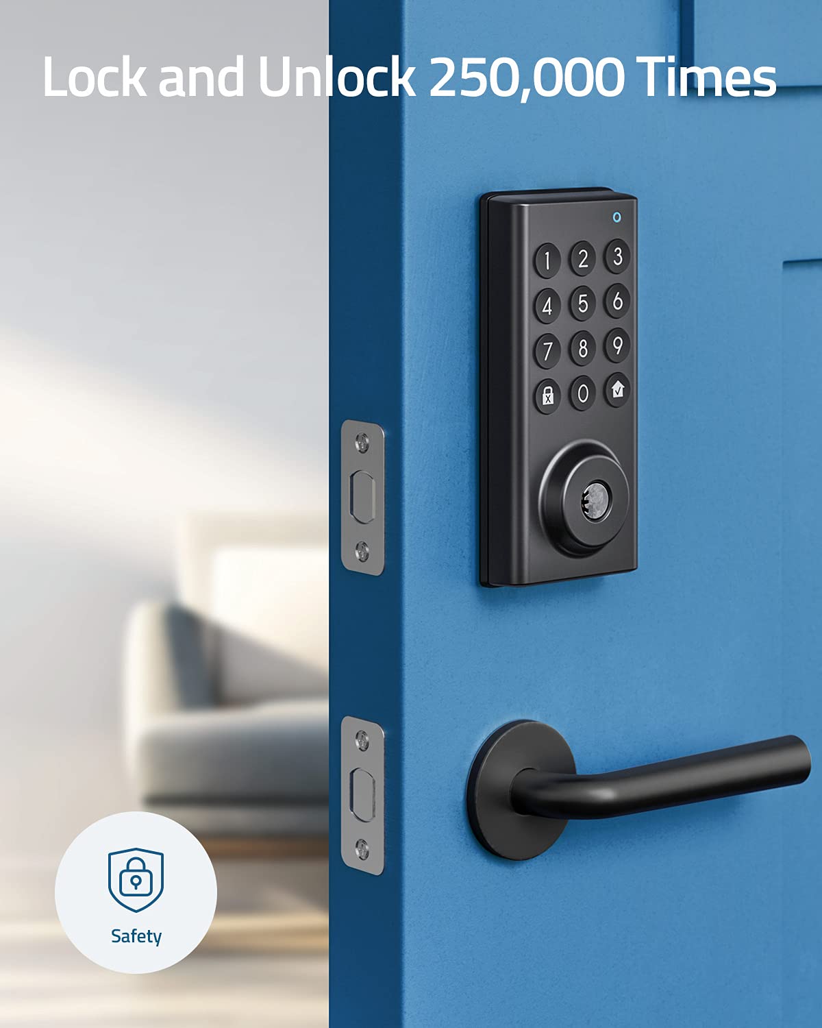 eufy Security Smart Lock with Wi-Fi Bridge, Keyless Entry Door Lock with Wi-Fi, App Control, Bluetooth Electronic Deadbolt, BHMA Certified, IPX3 Weatherproof Protection, Electronic Keypad