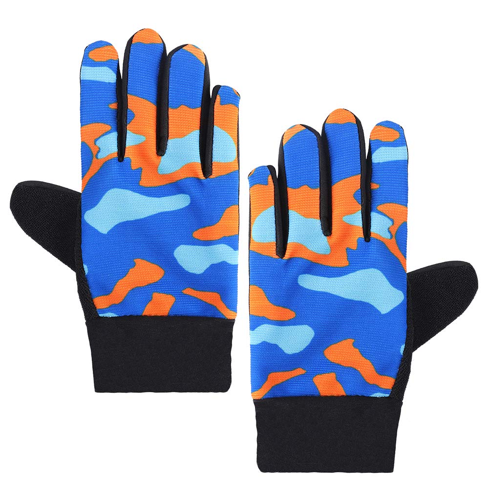 Accmor Kids Cycling Gloves, Kids Fishing Gloves, 4-10 Years Boys Girls Kids Sport Gloves, Breathable Non-Slip Full Finger Gloves for Child Cycling Climbing Riding Biking Outdoor, Blue Orange