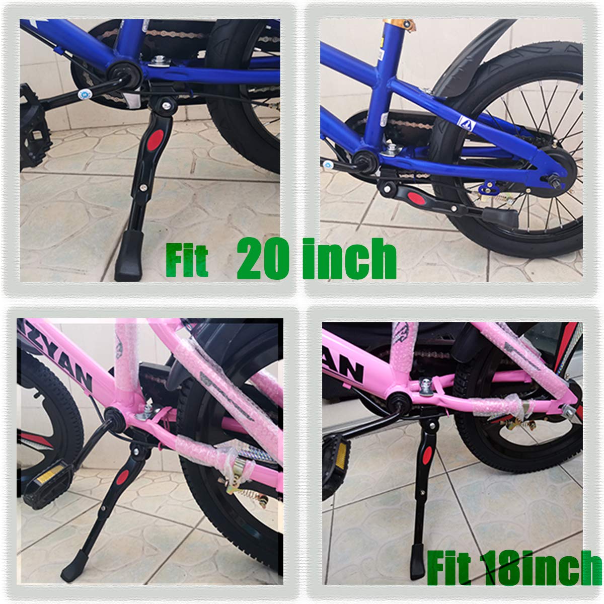 Kickstand for Kids Bike, Bicycle Kickstands Center Mount for 16 18 20 Inch Bicycles Adjustable Aluminum Alloy Kickstands for 16-18-20inch Mountain Bike/Road Bicycle/Adult Kid Bike/Sports Bike