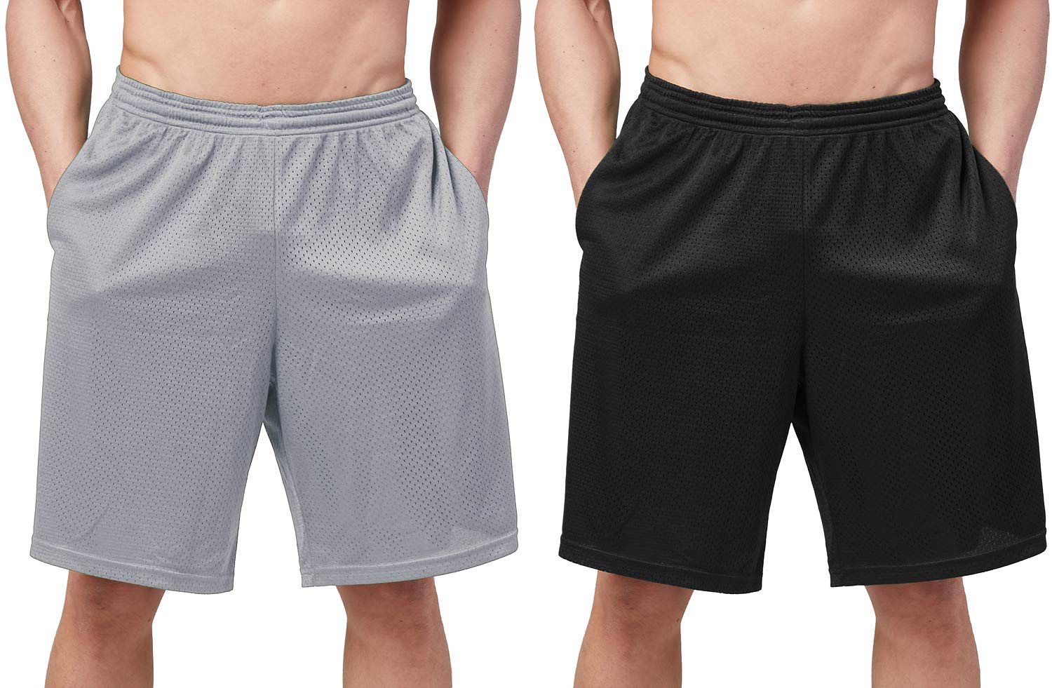 DEVOPS Men's 2-Pack Mesh Athletic Workout Basketball Running Mesh Shorts with Pockets